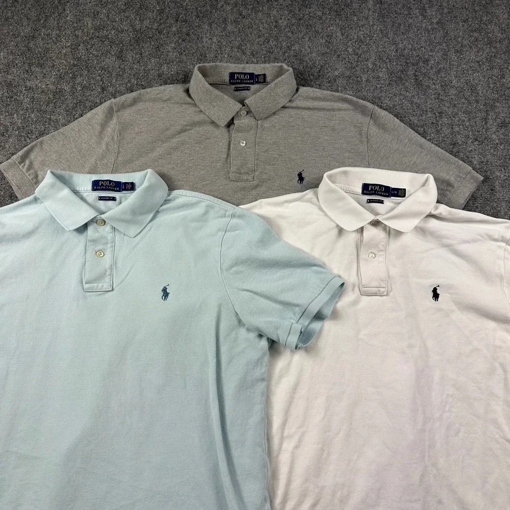 Polo Ralph Lauren Polo Shirts Mens Large Multi Color Classic Fit Cotton 3 Pack